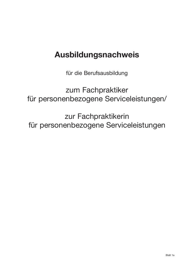 Berichtsheft Fachpraktiker/in für personenbezogene Serviceleistungen
