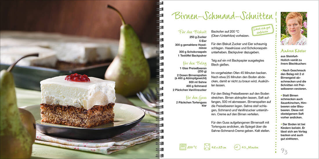 Allerbeste Blechkuchen von Landwirtschaftsverlag GmbH mit Blechkuchen-Rezepten, Birnen Schmand Schnitten