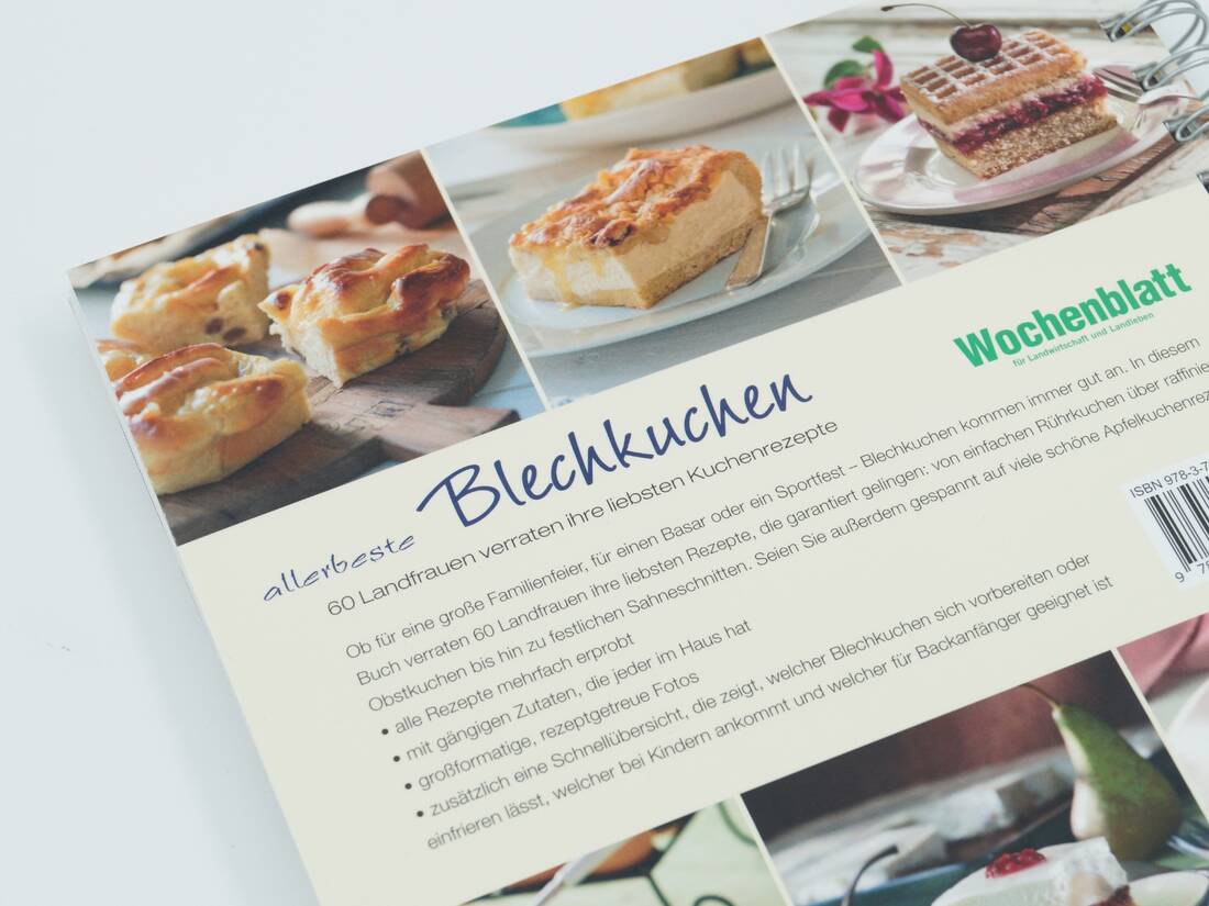 Allerbeste Blechkuchen von Landwirtschaftsverlag GmbH mit 60 Rezeptideen, aufgeschlagenes Kochbuch