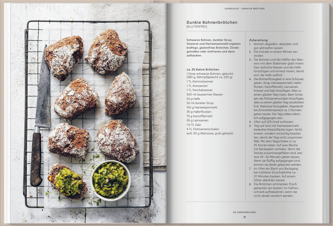 Die Gemüsebäckerei von Landwirtschaftsverlag GmbH, Kochbuch mit Gemüse Rezepten, Brötchen auf Backblech