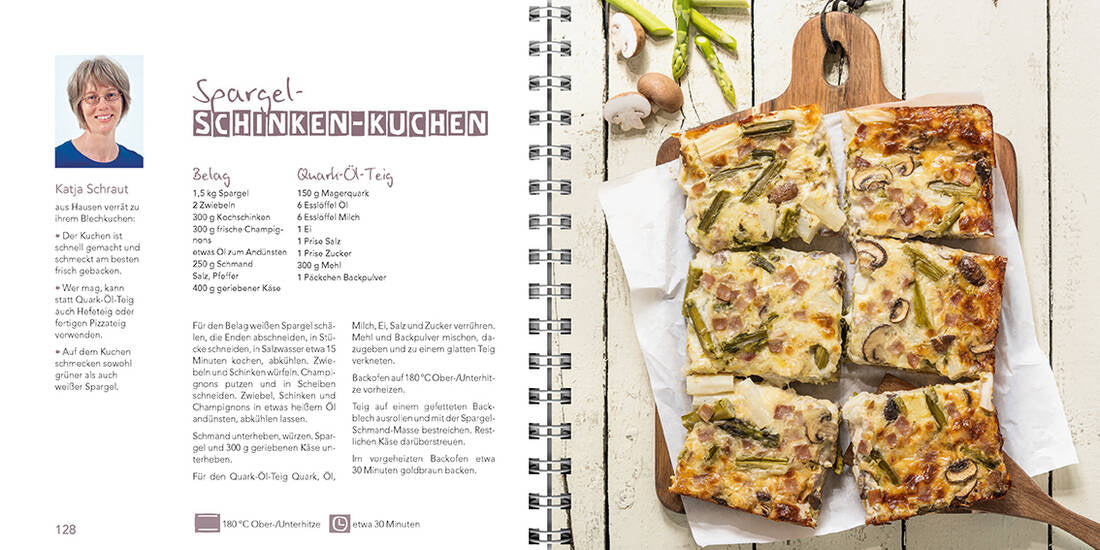 Blechkuchen Süß und herzhaft Landwirtschaftsverlag GmbH Backbuch mit Spiralbindung und Spargelquark-Blechkuchen