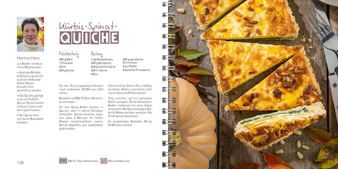 Blechkuchen Süß und herzhaft Landwirtschaftsverlag GmbH Spiralbuch mit Spiralbindung, Kürbis-Seinart-Quiche