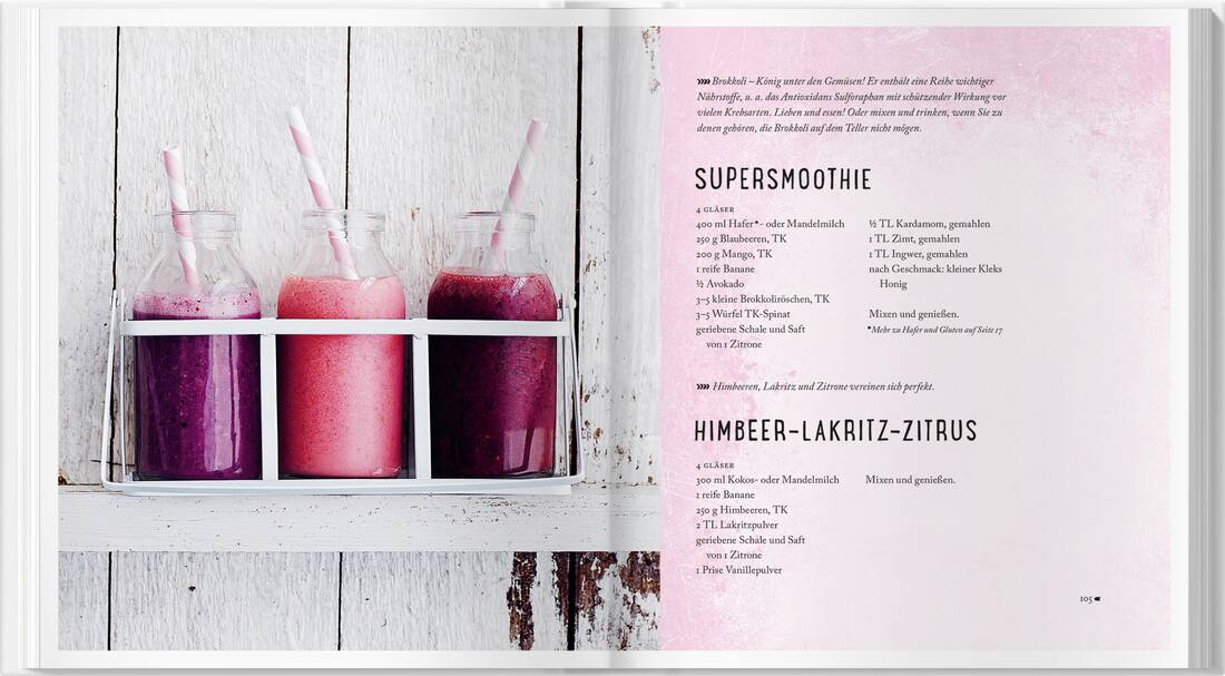 Süßer Genuss Landwirtschaftsverlag GmbH Rezeptsammlung mit violetten Smoothies und Rezeptseiten