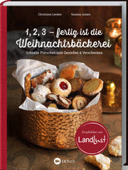 1, 2, 3 fertig ist die Weihnachtsbäckerei von Landwirtschaftsverlag GmbH, Plätzchen in goldener Blechdose