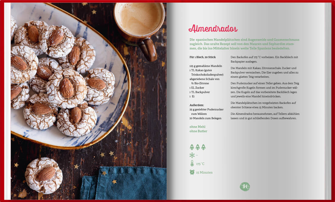 1,2,3 fertig ist die Weihnachtsbäckerei von Landwirtschaftsverlag GmbH, Rezeptseite mit Mandelplätzchen