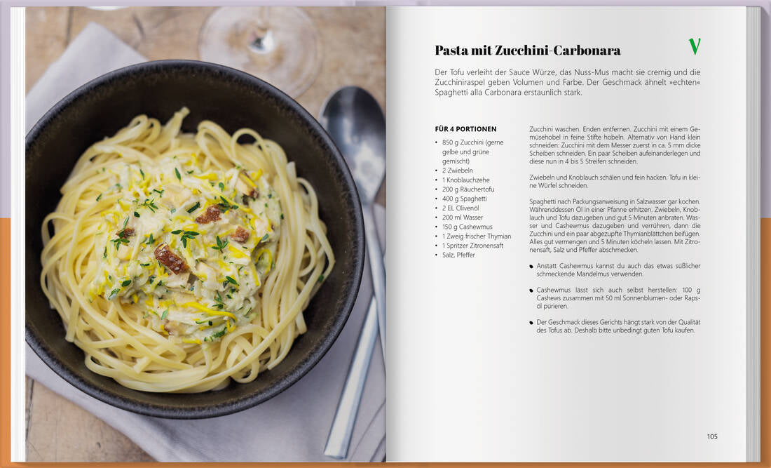 Zucchini Kochbuch mit Rezepten von Landwirtschaftsverlag GmbH, mit Pasta und Zucchini-Carbona ra im Blick