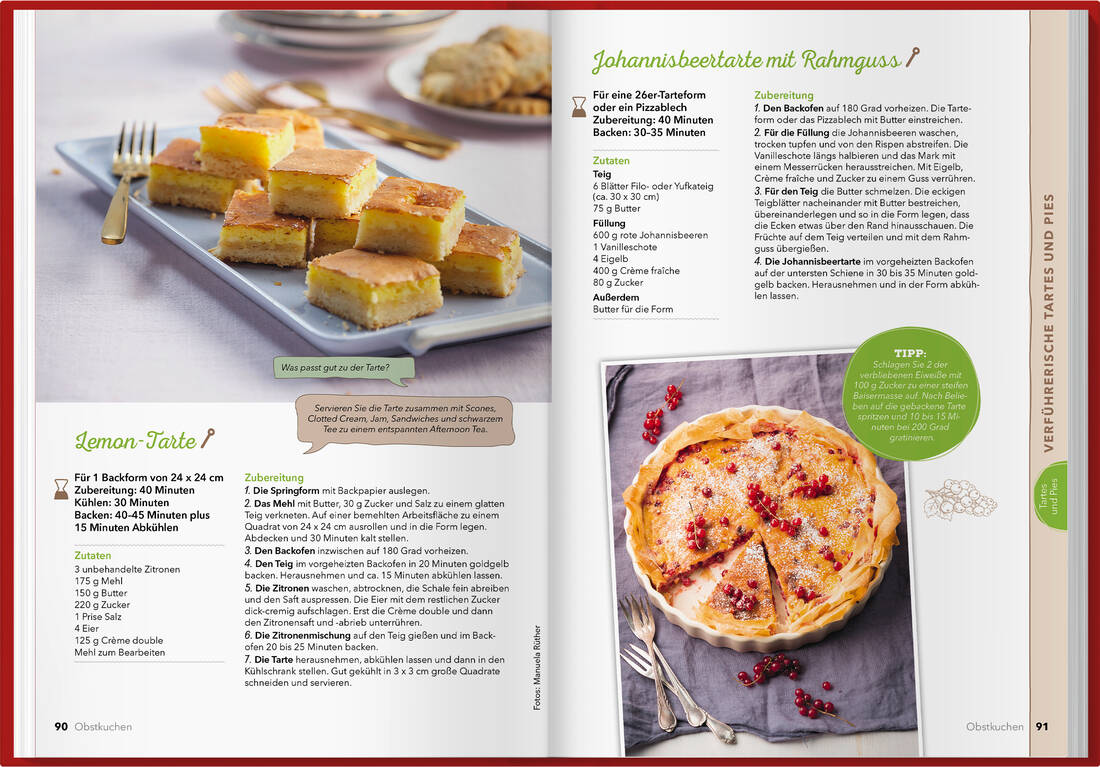 Landlust Hausgemacht Obstkuchen von Landwirtschaftsverlag GmbH mit Johannisbeertarte auf aufgeschlagenem Buchseitenlayout