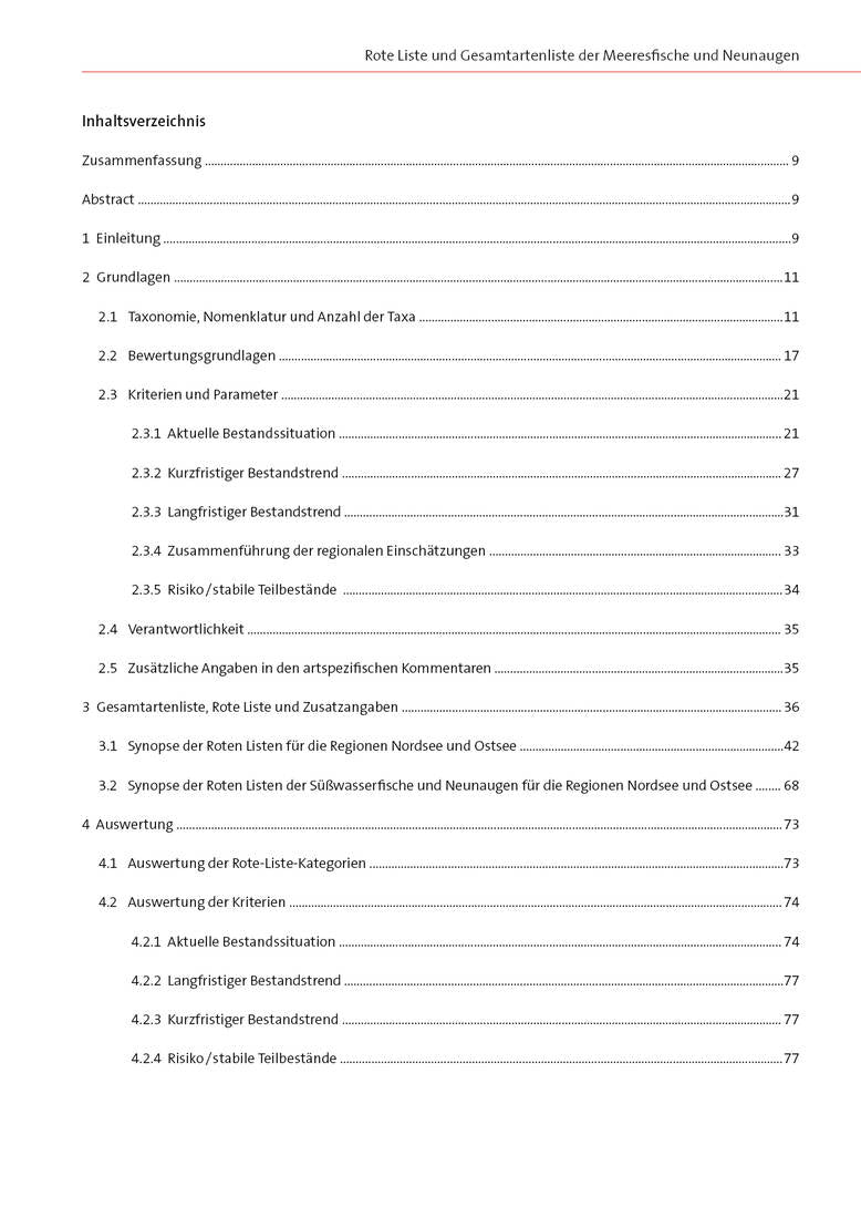 NaBiV Heft 170/9: Rote Liste und Gesamtartenliste der Fische und Neunaugen (Elasmobranchii, Actinopt