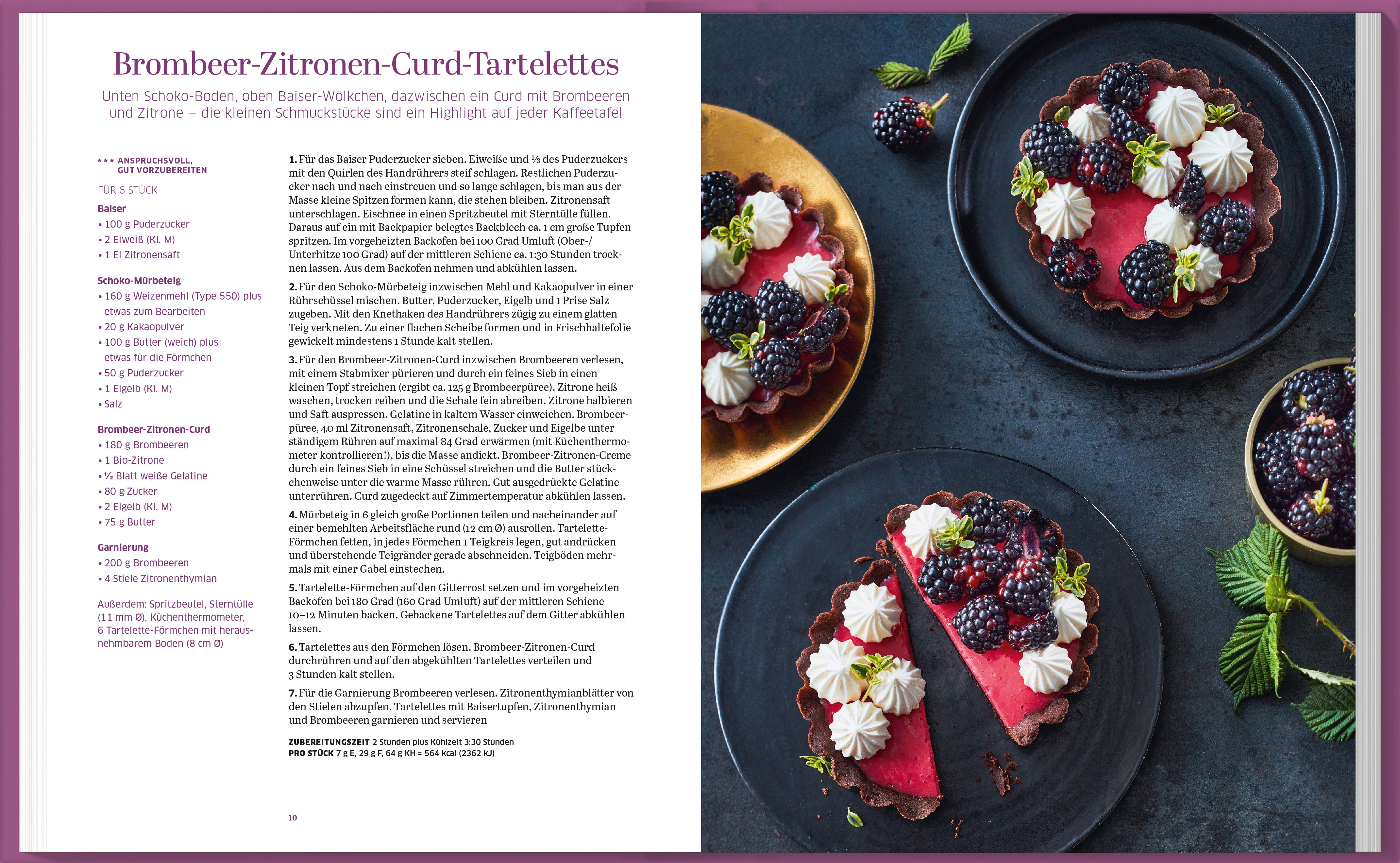 essen trinken Feine Desserts von Landwirtschaftsverlag GmbH, Kochbuch für Desserts und Eis mit Brombeer-Zitronen-Curd-Tartelettes