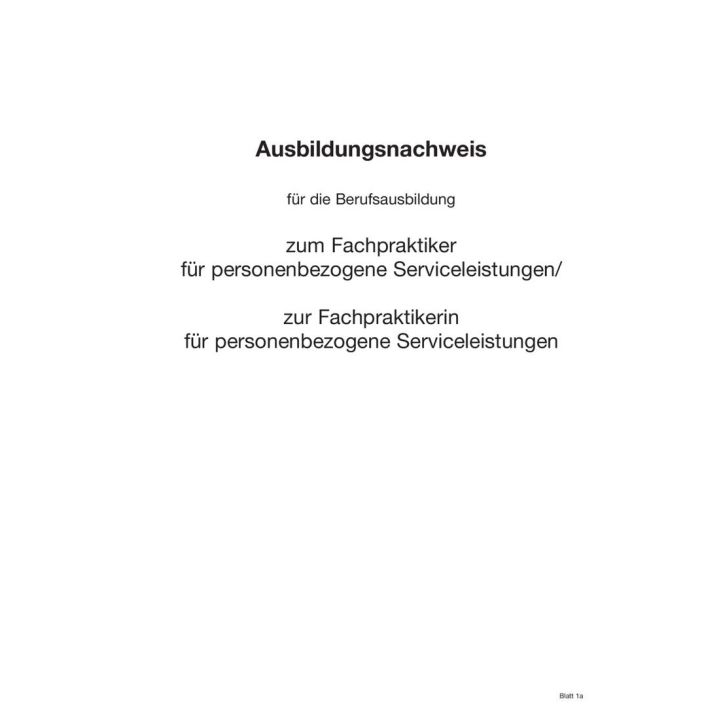 Berichtsheft Fachpraktiker/in f&uuml;r personenbezogene Serviceleistungen